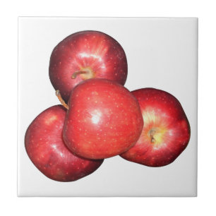 Süße und knackige rote Äpfel - Bio-Obst-Druck Fliese