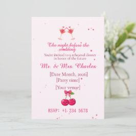 Süße und lustige Cocktails Hochzeitsprobe Dinner Einladung