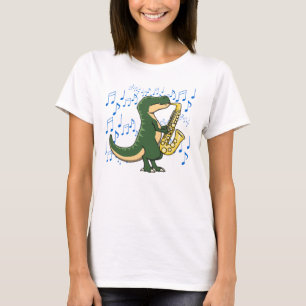 Süße und lustige Dinosaurier T-Rex Saxophon Musik T-Shirt