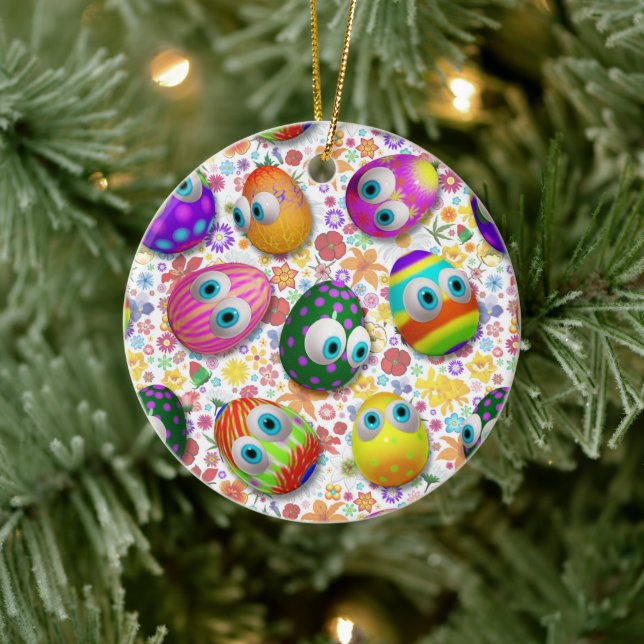 Süße und lustige Ostereier Cartoon Keramik Ornament (Baum)