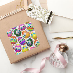 Süße und lustige Ostereier Cartoon Quadratischer Aufkleber