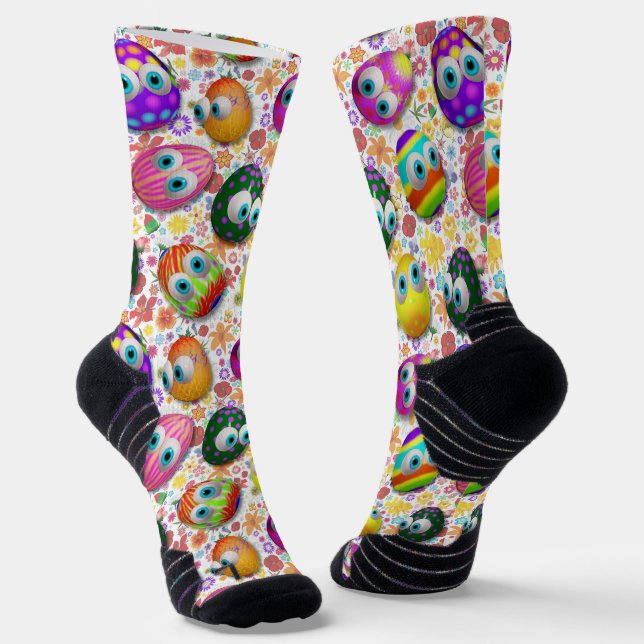 Süße und lustige Ostereier Cartoon Socken (Gewinkelt)