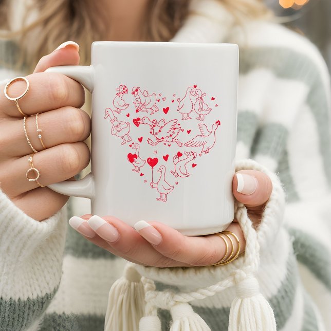 Süße und lustige Valentins-Gans-Herz Kaffeetasse (Von Creator hochgeladen)