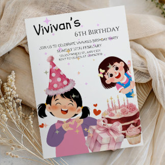 Süße und magische kleine Mädchen-Geburtstagsfeier Einladung