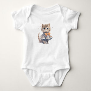 Süße und niedliche getigerte Katze mit Kleid Baby Strampler