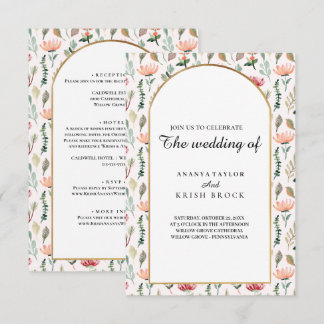 Süße und rosa Blumenhochzeit Einladung