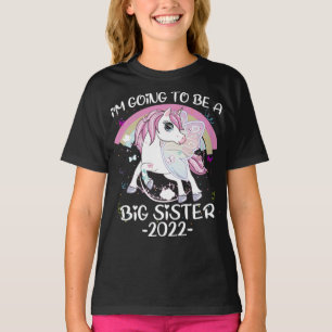 Süsse Unicorn i’m will ein Big Sister 2022 werden T-Shirt