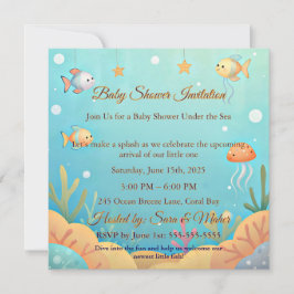 Süße Unter dem Meer Kleiner Fisch Baby Shower Einl Einladung