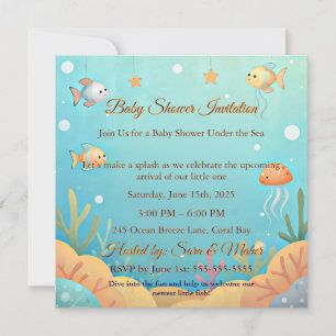Süße Unter dem Meer Kleiner Fisch Baby Shower Einl Einladung