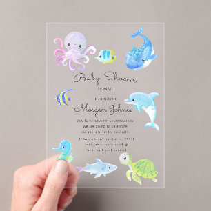 Süße Unterwasser-Baby-Shower-Einladung per Post Acryleinladungen