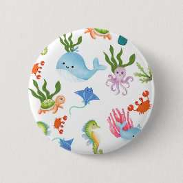 Süße Unterwasserfreunde – Ozean-Tier-Muster Button