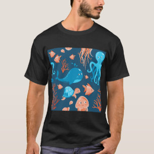 Süße Unterwasserwelt, Wal, Tintenfisch, Qualle, T-Shirt