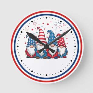 Süße USA amerikanische Gnome Cartoon-68123 Runde Wanduhr