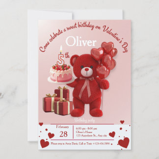 Süße Valentins-Geburtstags-Einladung – 5. Geburtst Einladung