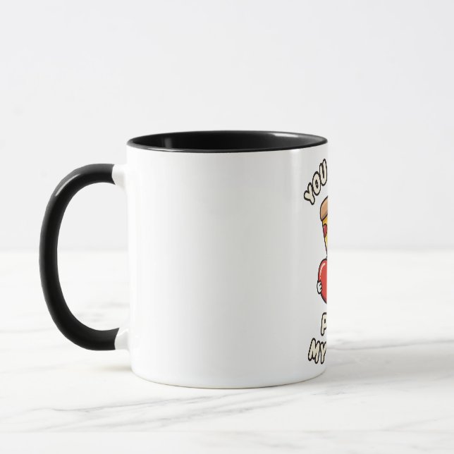 Süße Valentins-Pizza-Scheibe – Lustiges romantisch Tasse (Links)