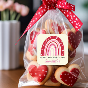 Süße Valentins Regenbogen Personalisiert Quadratischer Aufkleber