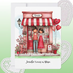 Süße Valentins-Shop-Ko-Abkürzungen Flach Karte