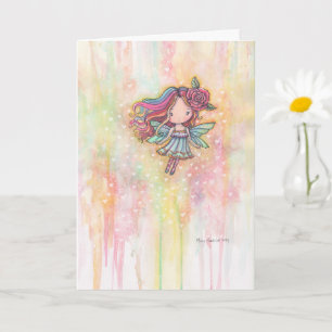 Süße Valentinsfee Wasserfarben Kunst Karte