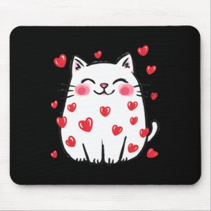 Süße Valentinskatze Rote Herzen Katzenliebhaber We Mousepad