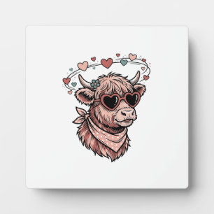 Süße Valentinskuh Vintage Gravur Herzbrille Fotoplatte