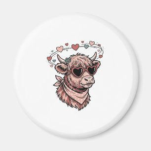 Süße Valentinskuh Vintage Gravur Herzbrille Magnet