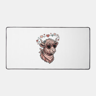 Süße Valentinskuh Vintage Gravur Herzbrille Schreibtischunterlage