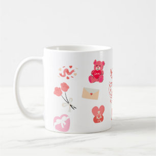 Süße Valentinstag-Doodle-Muster-Tasse Kaffeetasse