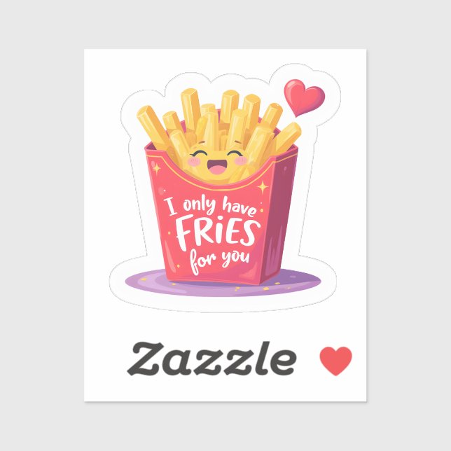 Süße Valentinstag-Fritten-Pun Aufkleber (Blatt)