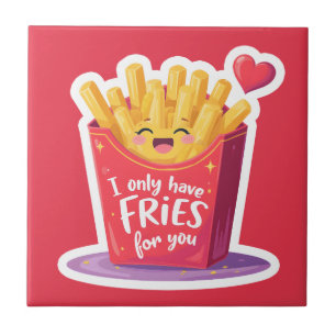 Süße Valentinstag-Fritten-Pun Fliese