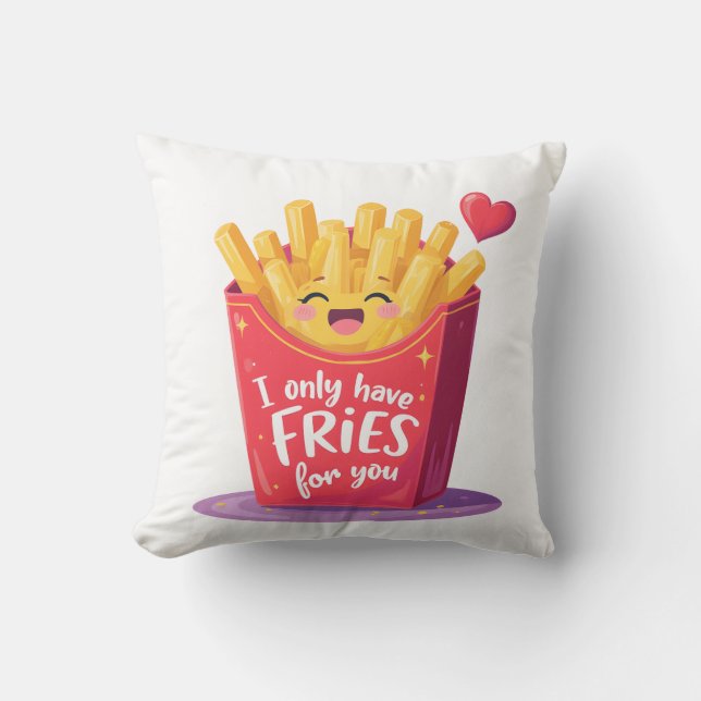 Süße Valentinstag-Fritten-Pun Kissen (Vorderseite)