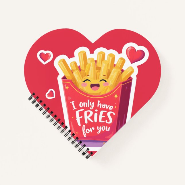 Süße Valentinstag-Fritten-Pun Notizbuch (Vorderseite)