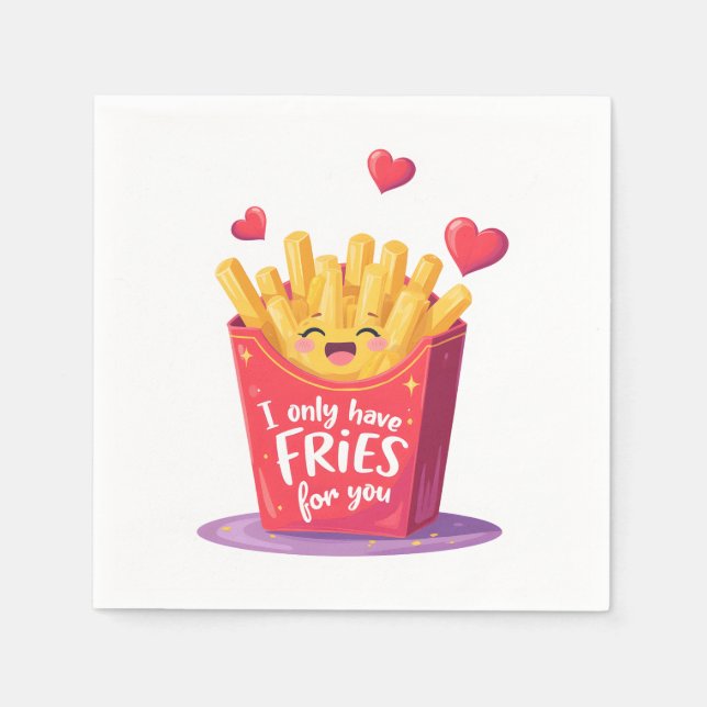 Süße Valentinstag-Fritten-Pun Serviette (Vorderseite)