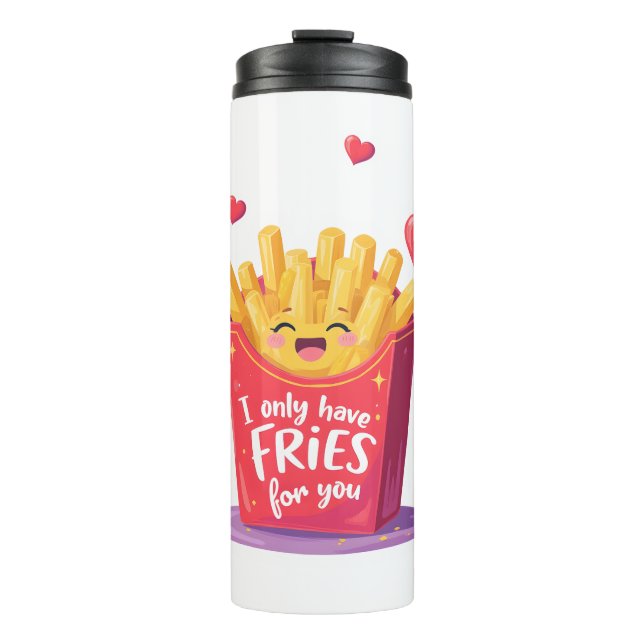 Süße Valentinstag-Fritten-Pun Thermosbecher (Vorderseite)