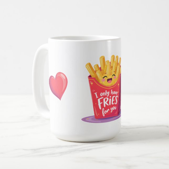 Süße Valentinstag-Fritten-Wortspiel Kaffeetasse (Vorderseite Links)