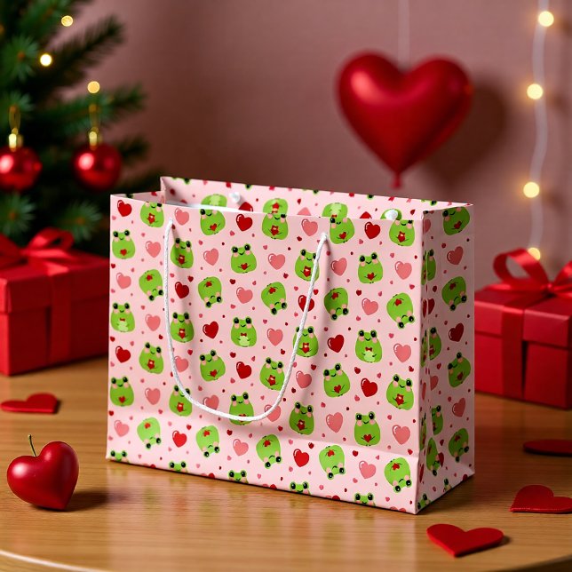 Süße Valentinstag-Frosch-Geschenktasche Große Geschenktüte (Von Creator hochgeladen)