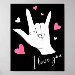 Süße Valentinstag-Herzen Ich liebe dich Handzeiche Poster
