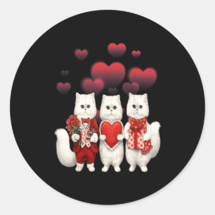 Süße Valentinstag-Katzen halten Herzen Romantische Runder Aufkleber