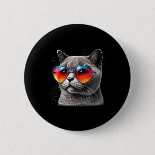 Süße Valentinstag-Katzen-Herz-Sonnenbrillen Frauen Button