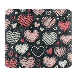 Süße Valentinstag-Kreideherzen Schneidebrett