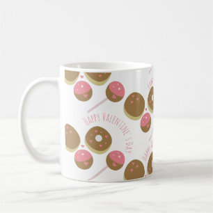 Süße Valentinstag-Leckereien Donuts Cake Pop Muste Kaffeetasse