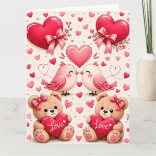 Süße Valentinstag-Liebesvögel-Teddybären-Verpackun Karte