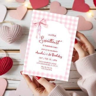 Süße Valentinstag Mädchen 1. Geburtstag Einladung