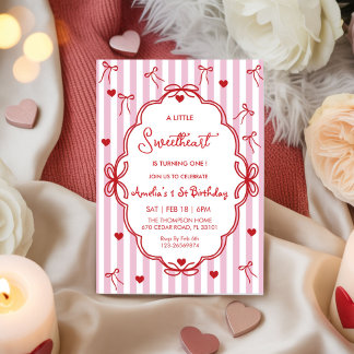 Süße Valentinstag Mädchen 1. Geburtstag Einladung