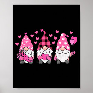 Süße Valentinstag-Nordische Gnome Mit Herzen Und K Poster