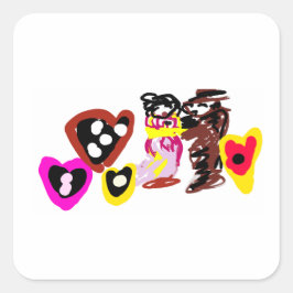 Süße Valentinstag-Puppen Quadratischer Aufkleber