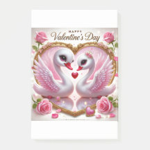 Süße Valentinstag-Rosa-Schwan-Post-it-Notizen 
