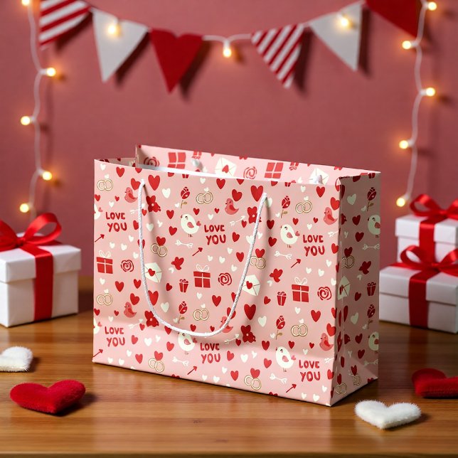 Süße Valentinstag-Rosatöne-Geschenktasche Große Geschenktüte (Von Creator hochgeladen)