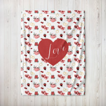 Süße Valentinstagsdecke mit einem roten Herzen