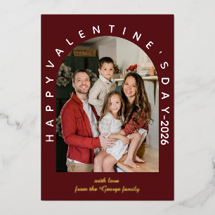 Süße Valentinstagswünsche Moderne Arch Familienfot Folien Feiertagskarte