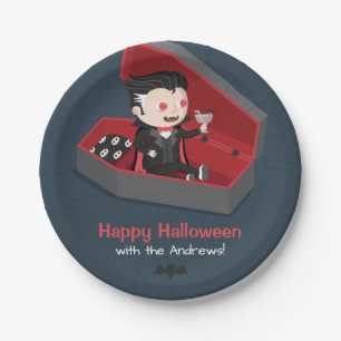 Süße Vampir-Jungen Halloween-Partyartikel Pappteller